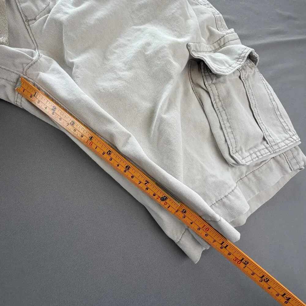 Aeropostale Cargo Shorts Mens 36 Beige Drawstring Pockets 11 Inseam Casual